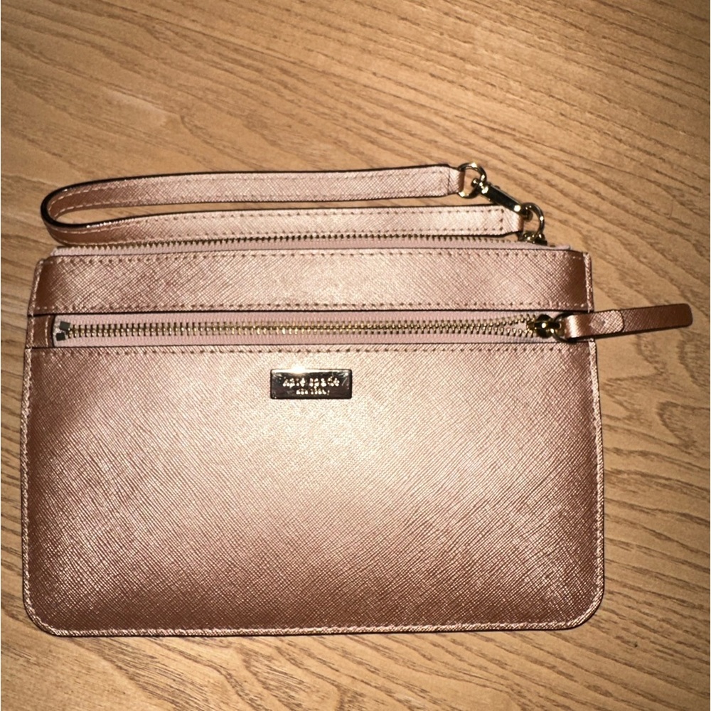 Kate Spade Rose Gold Textured Leather "Newbury Lane" Wristlet